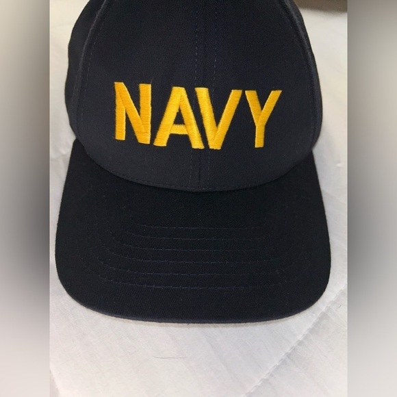 US Navy SnapBack Cap by Grafitti Made in USA Navy Blue with Yellow Embroidery - Picture 2 of 6